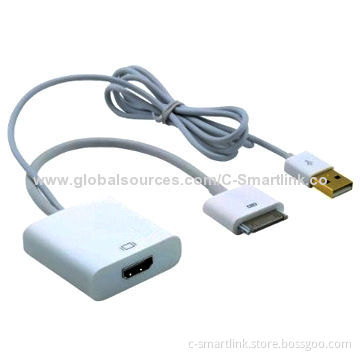 Digital AV HDMI® Adapter to HDTV for New iPad 2, 3, iPhone 4S/4G/iPod Touch with USB Charging